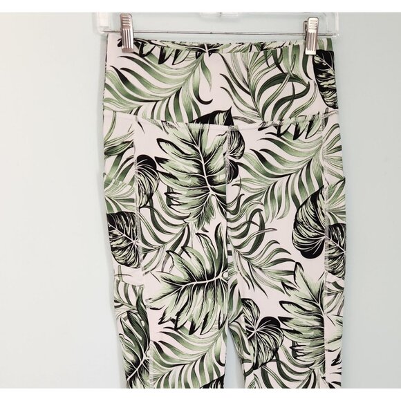 Cali‎ Active Leggings Yoga Running  Tropical Palm Floral Sz S EUC - Picture 2 of 13
